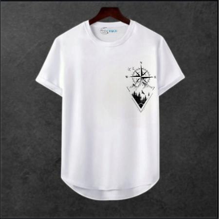 Erkek Ön Baskili T-shirt Plus Model